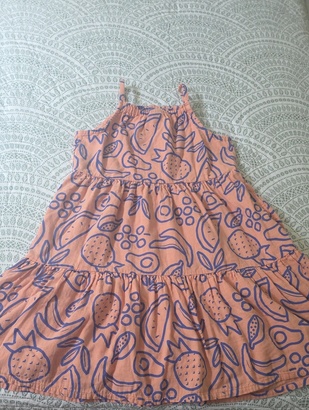 Hanna Andersson Peach Sundress with Blue Fruit Print